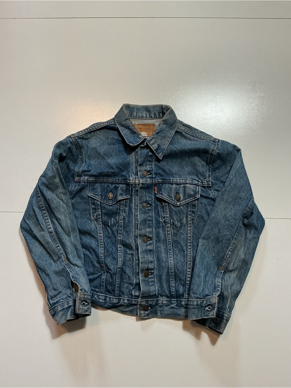 Vintage 70s 80s Levis Orange Tab 787060214 Made In USA Denim Trucker Jean Jacket